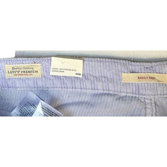 Levis Fresh Retro 70s Inspired Corduroy Baggy Dad Lilac Purple Womens Jeans 33 - Picture 5 of 14
